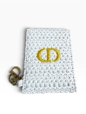 Dior Beauty White Woven Raffia Compact Mirror Charm VIP Gift NWT